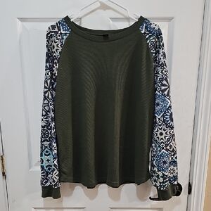 Emery Rose Waffle Knit Long Sleeve Women's Top